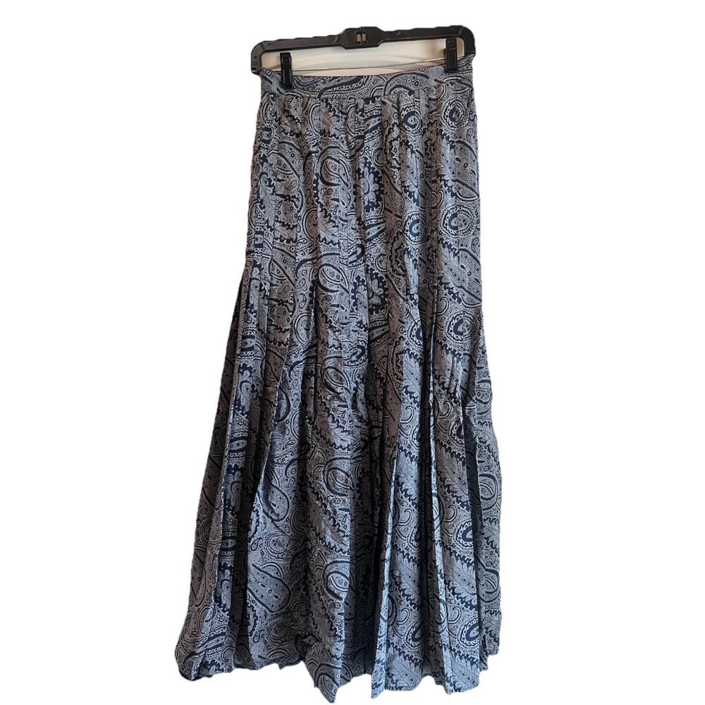 HENRI BENDEL Vintage Blue Paisley Silk Vintage Maxi Skirt Women’s Size 42 ITALY